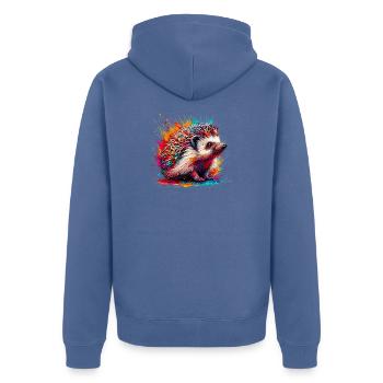 Igel - Unisex Premium Bio Zip Hoodie - Taubenblau - Hinten - Nico (187cm)