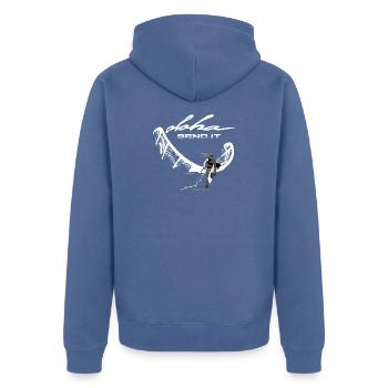 Send it Kitesurferin - Unisex Premium Bio Zip Hoodie - Taubenblau - Hinten - Nico (187cm)