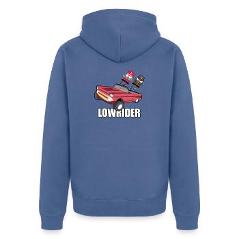 Lowrider Leap - Unisex Premium Organic Zip Hoodie - stone blue - Back - Nico (187cm)