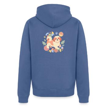 Cute Shih Tzu Owners Colorful Puppy Lover - Unisex Premium Organic Zip Hoodie - stone blue - Back - Nico (187cm)