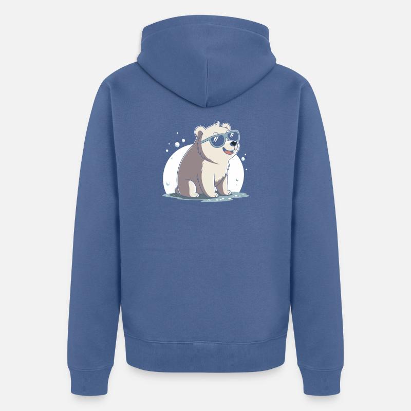 Schicker Eisbär mit Brille - Unisex Premium Bio Zip Hoodie - Taubenblau
