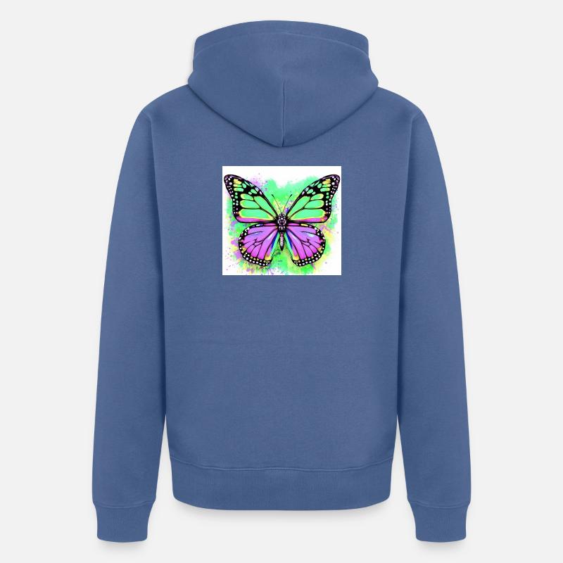 papillon - Veste à capuche bio Premium Unisexe - bleu pigeon