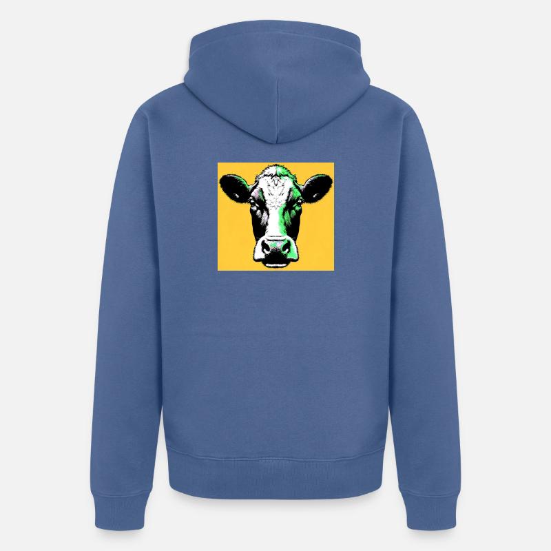 vache - Veste à capuche bio Premium Unisexe - bleu pigeon