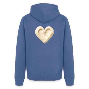 Conception de pâte à pain au pain en forme de cœur au levain - Veste à capuche bio Premium Unisexe - bleu pigeon - Dos - Nico (187cm)