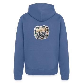You Go, Girl - Unisex Premium Organic Zip Hoodie - stone blue - Back - Nico (187cm)