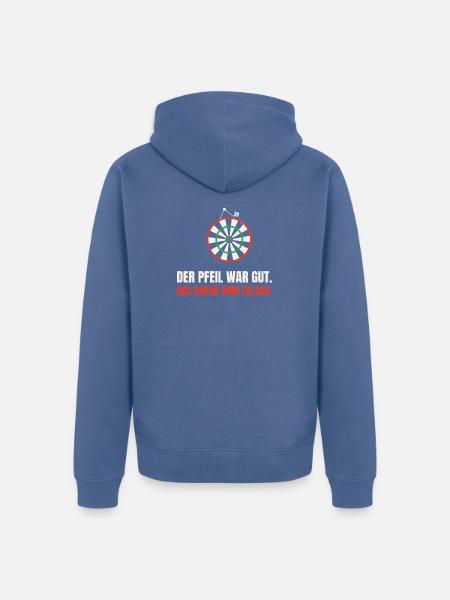 Dart Ausrede: Das Board hing falsch - Unisex Premium Bio Zip Hoodie - Taubenblau
