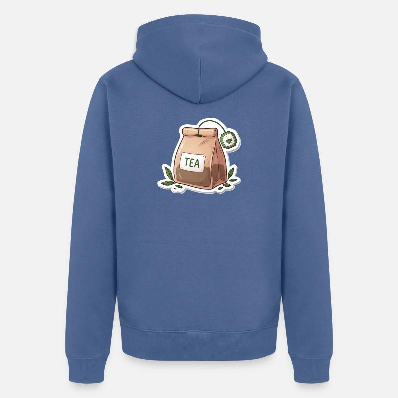 Illustration de sachet de thé - Veste à capuche bio Premium Unisexe - bleu pigeon