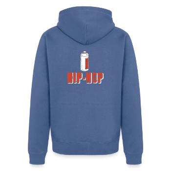 Spray Beat Culture Urban Rhythm Statement - Unisex Premium Bio Zip Hoodie - Taubenblau - Hinten - Nico (187cm)