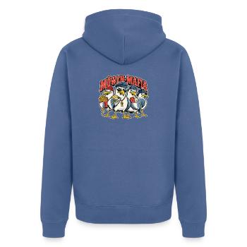 Möwen-Mafia – Norddeutsche Snack-Gang - Unisex Premium Bio Zip Hoodie - Taubenblau - Hinten - Nico (187cm)
