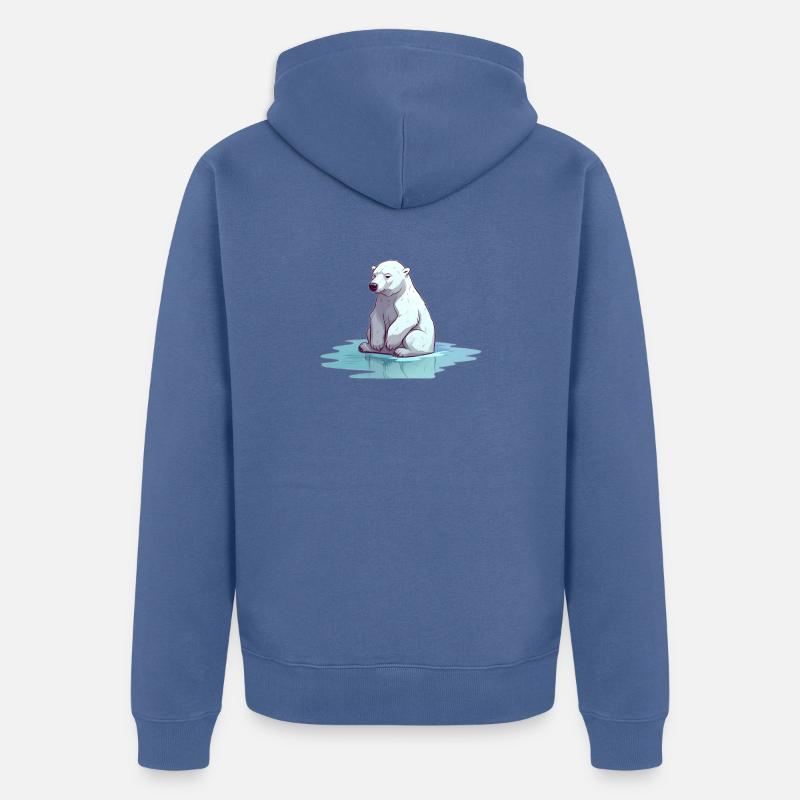 Eisbär ohne Eis Klimawandel - Unisex Premium Bio Zip Hoodie - Taubenblau