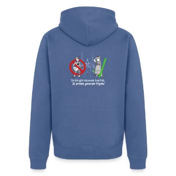 Ich bin kein dummer Tourist, ich rede nur Frysk! - Unisex Premium Bio Zip Hoodie - Taubenblau - Hinten - Nico (187cm)