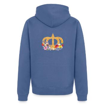 Couronne de blé avec des fleurs – symbole de la nature et de la récolte - Veste à capuche bio Premium Unisexe - bleu pigeon - Dos - Nico (187cm)