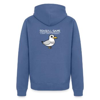 Jeu Seagull Ne regardez pas la mouette drôle - Veste à capuche bio Premium Unisexe - bleu pigeon - Dos - Nico (187cm)