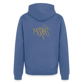 Berlin Moabit Hoodie - Unisex Premium Organic Zip Hoodie - stone blue - Back - Nico (187cm)