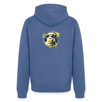 Agneau aux lunettes jaunes Pop Art - Veste à capuche bio Premium Unisexe - bleu pigeon - Dos - Nico (187cm)