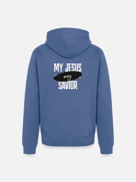 Mein Jesus mein Retter - Unisex Premium Bio Zip Hoodie - Taubenblau