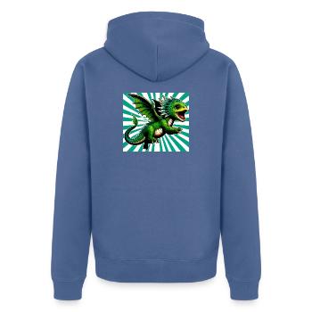 Drache - Unisex Premium Bio Zip Hoodie - Taubenblau - Hinten - Nico (187cm)