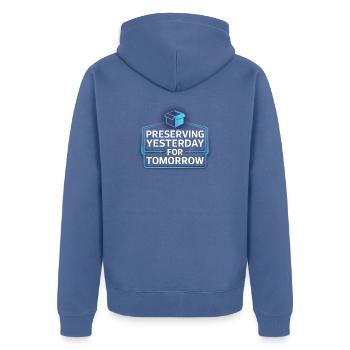 Neon Nostalgia: Preserving Yesterday - Unisex Premium Organic Zip Hoodie - stone blue - Back - Nico (187cm)