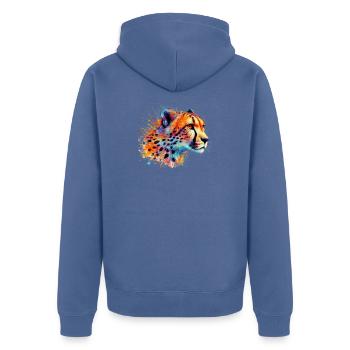 Guépard - Veste à capuche bio Premium Unisexe - bleu pigeon - Dos - Nico (187cm)