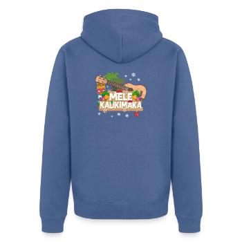 Hawaiian Ukulele Uke Christmas - Unisex Premium Bio Zip Hoodie - Taubenblau - Hinten - Nico (187cm)