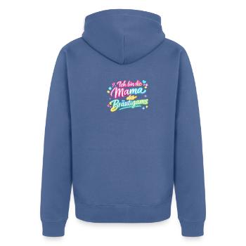 Ich bin die Mutter des Bräutigams - Unisex Premium Bio Zip Hoodie - Taubenblau - Hinten - Nico (187cm)