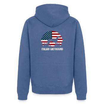 Italienischer Windhund Iggy Windhundrasse Pride - Unisex Premium Bio Zip Hoodie - Taubenblau - Hinten - Nico (187cm)