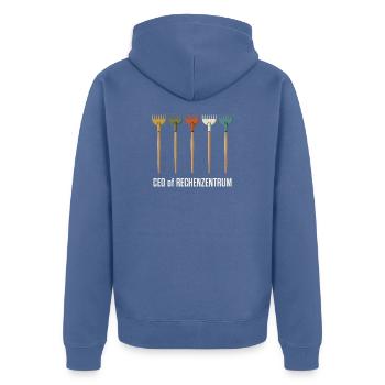 CEO of Rechenzentrum Gärtner - Unisex Premium Bio Zip Hoodie - Taubenblau - Hinten - Nico (187cm)