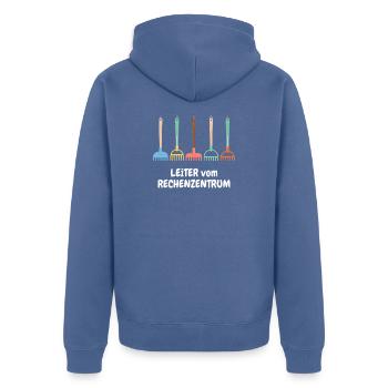 Leiter Vom Rechenzentrum Gartenarbeit - Unisex Premium Bio Zip Hoodie - Taubenblau - Hinten - Nico (187cm)