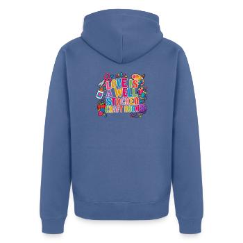 Crafty Mom Crafting Mama Life Einzigartige Schöpferkunst - Unisex Premium Bio Zip Hoodie - Taubenblau - Hinten - Nico (187cm)
