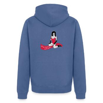 Hamburg - Unisex Premium Bio Zip Hoodie - Taubenblau - Hinten - Nico (187cm)