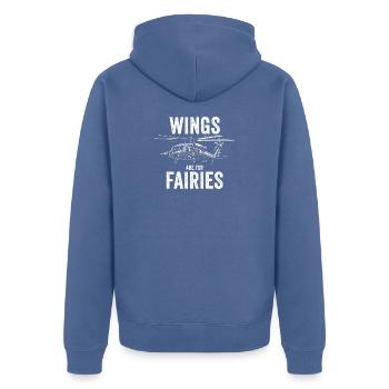 Wings Are for Fairies – Funny Helicopter Pilot - Unisex Premium Organic Zip Hoodie - stone blue - Back - Nico (187cm)