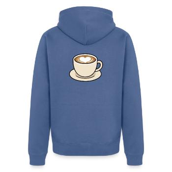 Niedliche Heart Latte Kaffeetasse Illustration - Unisex Premium Bio Zip Hoodie - Taubenblau - Hinten - Nico (187cm)