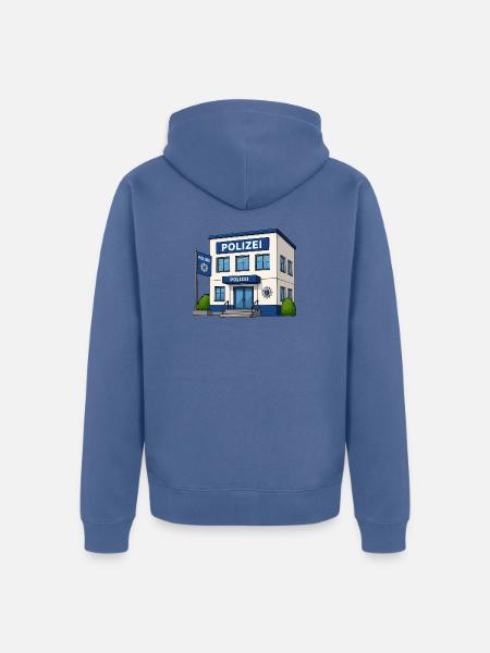 Polizei Cartoon Gebäude Druckdesign - Unisex Premium Bio Zip Hoodie - Taubenblau