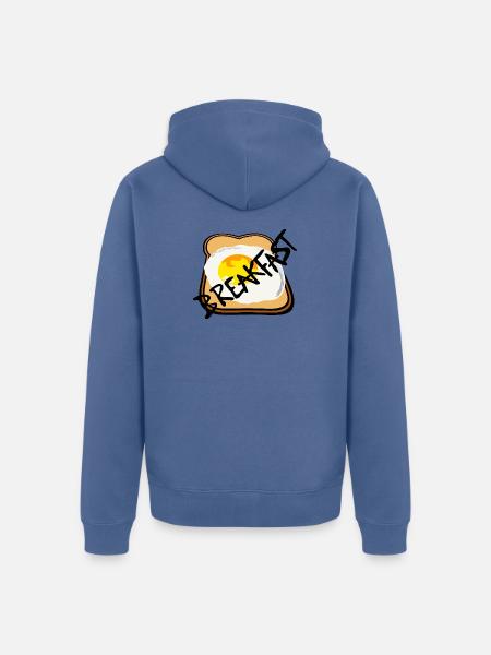 Toast mit Spiegelei Grafik - Unisex Premium Bio Zip Hoodie - Taubenblau