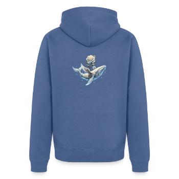 Himmlische Liebe - Unisex Premium Bio Zip Hoodie - Taubenblau - Hinten - Nico (187cm)