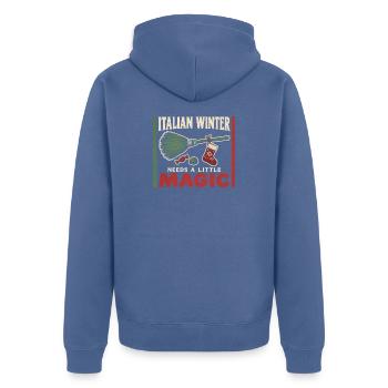 La Befana Italienische Epiphanie Weihnachtshexe - Unisex Premium Bio Zip Hoodie - Taubenblau - Hinten - Nico (187cm)