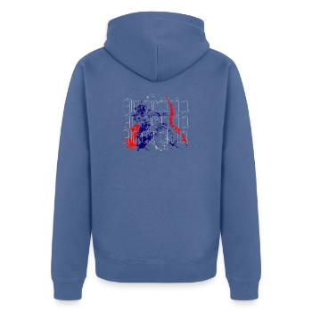 Kropotkin - Unisex Premium Bio Zip Hoodie - Taubenblau - Hinten - Nico (187cm)