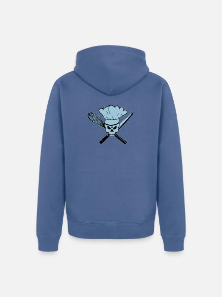 Koch Pirat oder Rebell Totenkopf - Unisex Premium Bio Zip Hoodie - Taubenblau