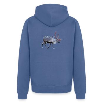 ARJEPLOG - Unisex Premium Organic Zip Hoodie - stone blue - Back - Nico (187cm)