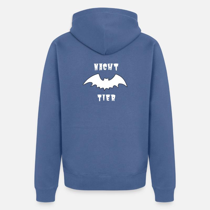 Nachttier_Weis_1 - Unisex Premium Bio Zip Hoodie - Taubenblau