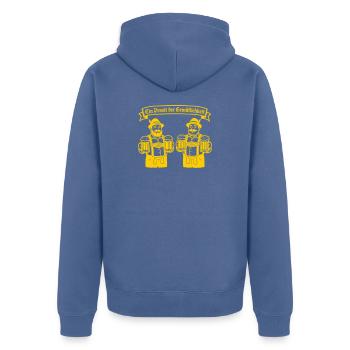 Bier männer - Ein Prosit der Gemütlichkeit - Unisex Premium Bio Zip Hoodie - Taubenblau - Hinten - Nico (187cm)
