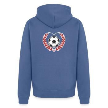 Boule en forme de cœur avec couronne de laurier - Veste à capuche bio Premium Unisexe - bleu pigeon - Dos - Nico (187cm)