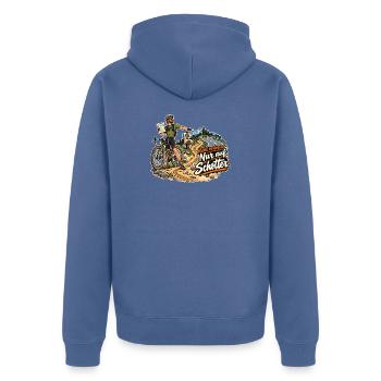 Gravelbike Fahrer Schotter Abenteuer - Unisex Premium Bio Zip Hoodie - Taubenblau - Hinten - Nico (187cm)