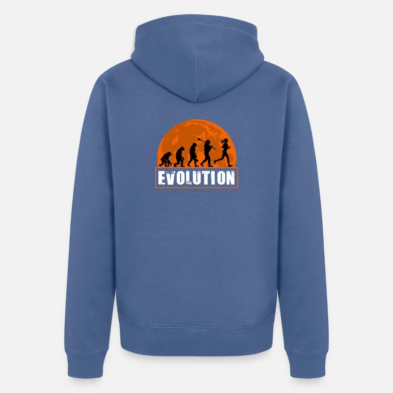 Running Evolution Running Girl Marathon Runner - Veste à capuche bio Premium Unisexe - bleu pigeon