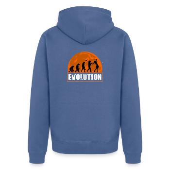 Evolution of Golf Golfing Girl Gift Golf Player - Unisex Premium Organic Zip Hoodie - stone blue - Back - Nico (187cm)