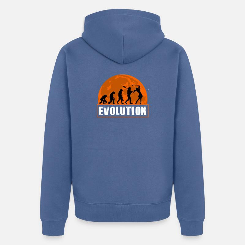 Évolution du golf, fille golfeuse Joueuse de golf cadeau - Veste à capuche bio Premium Unisexe - bleu pigeon