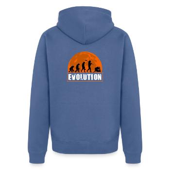 Entwicklung von Yoga Girl Yoga Mama Yoga Lover - Unisex Premium Bio Zip Hoodie - Taubenblau - Hinten - Nico (187cm)