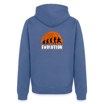 Evolution of Man Karate Martial Arts Dojo Coach - Unisex Premium Organic Zip Hoodie - stone blue - Back - Nico (187cm)