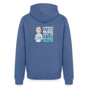 Hôpital de grossesse infirmier - Veste à capuche bio Premium Unisexe - bleu pigeon - Dos - Nico (187cm)