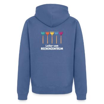 Leiter vom Rechenzentrum EDV  - Unisex Premium Bio Zip Hoodie - Taubenblau - Hinten - Nico (187cm)